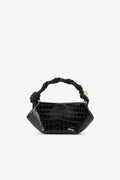 MINI BORSA CROCO NERA VERNICIATA